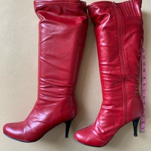 Red leather boots. Size 11. 4 in heel